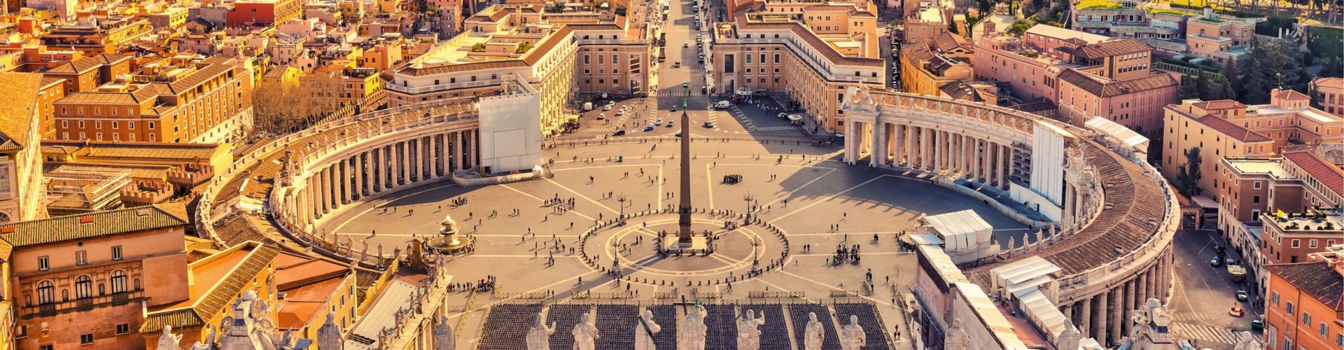 Saint Peter's Square in Vatican and aerial view of Rome (1950x500) Resized